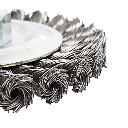 Benchmark Abrasives 5" Standard Twist Knot Abrasive Wire Wheel for Angle Grinder with 5/8"-11 Thread, Cleaning Narrow Holes, Drill, Deburring Grinding Wheels Wire Wheel Attachment - Carbon Steel - size: 5" x 1/2"