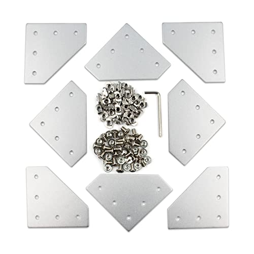 3030 Corner Bracket Plate L Shape 5 Hole 90 Degree Outside Joining Plate with M6x10mm Screws and T-Nuts for 30 x 30mm Series Aluminum Extrusion Profile,8pcs/Pack (Silver-3030 L Shape) - style: Silver-3030 L Shape