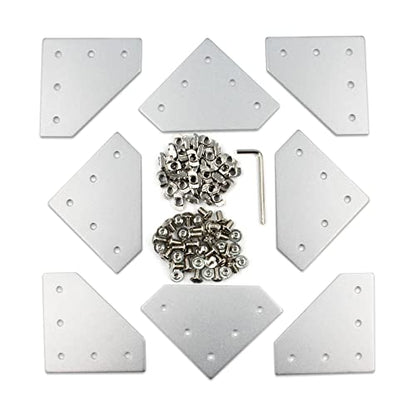 3030 Corner Bracket Plate L Shape 5 Hole 90 Degree Outside Joining Plate with M6x10mm Screws and T-Nuts for 30 x 30mm Series Aluminum Extrusion Profile,8pcs/Pack (Silver-3030 L Shape) - style: Silver-3030 L Shape