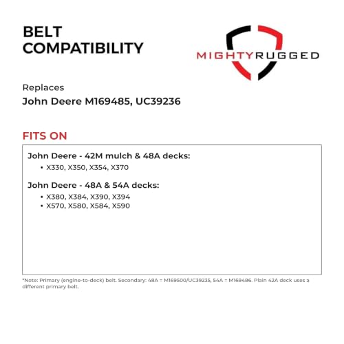 MightyRugged M169485 UC39236 Primary Deck Belt for John Deere X350 X570 - size: 74.8 in x 0.65 in