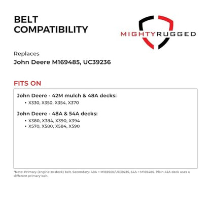 MightyRugged M169485 UC39236 Primary Deck Belt for John Deere X350 X570 - size: 74.8 in x 0.65 in