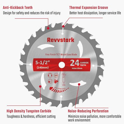 5-1/2"(10mm Arbor) Circular Saw Blade 24T&48T for Cutting Wood - size: 5-1/2 In 10mm Arbor 24&48T