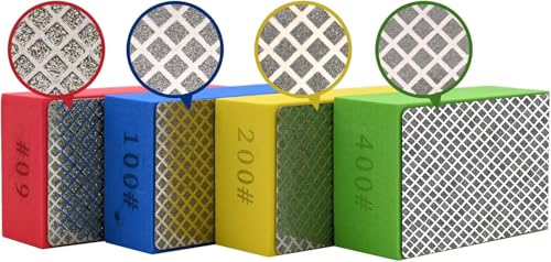 4pcs Diamond Hand Polishing Pads for Ceramic Tile Glass Grinding,Sanding Blocks 400# - color: Diamond, size: 400#