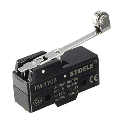 uxcell TM-1703 SPDT 1NO+1NC Panel Mount Long Hinge Roller Lever Type Micro Limit Switch Screw Terminals