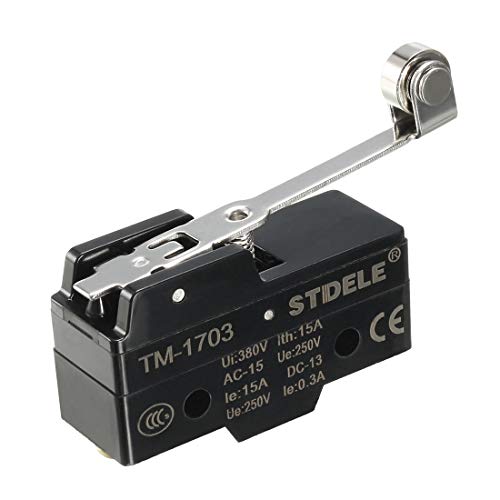uxcell TM-1703 SPDT 1NO+1NC Panel Mount Long Hinge Roller Lever Type Micro Limit Switch Screw Terminals