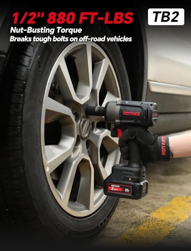 ROTAKE 20V Mid-Torque 1/2" Cordless Impact Wrench Kit, 880 FT-LBS, TB2 - size: 1/2" (880 ft-lbs) TB2