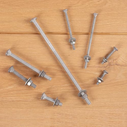 5/8" x 16" Carriage Bolts (12 PCS), Hot Dip Galvanized, Heavy Duty Round Head with Washers and Nuts - size: 5/8" x 16"