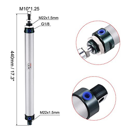 MECCANIXITY Pneumatic Air Cylinder Double Action MAL25X300 25mm Bore 300mm Stroke with Y Connector and 4Pcs Quick Fitting Set - size: 25X300 mm