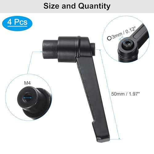 uxcell 4pcs Clamping Lever Adjustable Handles M4 Metric Female Thread Level Handle Hand Knobs Quick Release Black for Lathe Machinery - size: M4