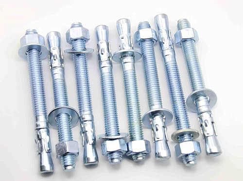 1/2"x5"Wedge Anchors by Zinced of Heavy-Duty Fastener for Cement and Concrete (8pcs Pack) - size: 1/2"x 5"