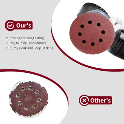 5 Inch 8 Hole Sanding Discs Hook and Loop, 20 PCS 80 Grit Round Sand Paper Disc (80 Grit) - size: 5 Inch