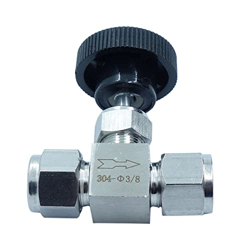 Stainless Steel 304 Instrument Gas Needle Valve 3/8" Tube OD Double Ferrule Compression Fitting 1000 Psi - size: SS304 3/8" OD