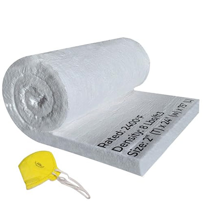 SIMOND STORE Ceramic Fiber Blanket, 2" Thick x 24" x 75", 2400F 8# Density - size: 2" x 24" x 75"