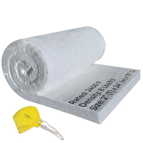 SIMOND STORE Ceramic Fiber Blanket, 2" Thick x 24" x 75", 2400F 8# Density - size: 2" x 24" x 75"