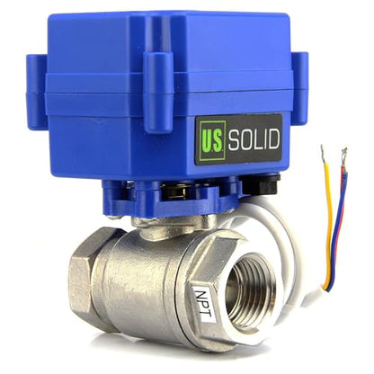 U.S. Solid 3/4"NPT NSF Certified 304SS 304 Motorized Ball Valve, Full Port, 9-24V AC/DC, 3-Wire Latching (Self-Hold) Control - size: 0.75 Inch(without Manual Function)