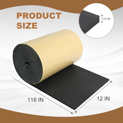 Eunice Sponge Neoprene Foam Sheet with Adhesive, 12 in x 118 in x 1/8 in - size: 12 in x 118 in x 1/8 in