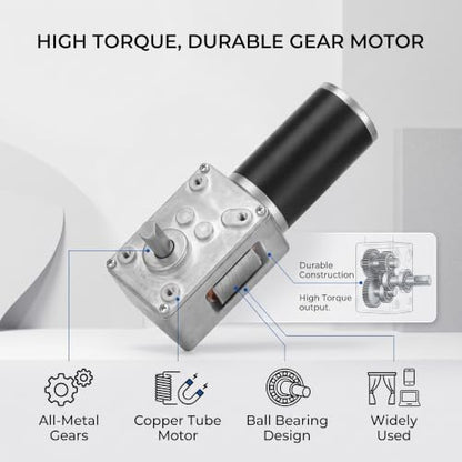 DC 12V Gear Motor High Torsion Speed Reduce Electric Motor Reversible Gear Motor 8mm Shaft (12V 20RPM) - size: 12V 20RPM