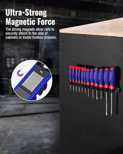 WORKPRO Magnetic Screwdriver and Wrench Organizer Set, 24-Slot Tool Holders - color: Blue, size: 2 Pack