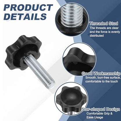 uxcell 5Pcs 3/8"-16 Star Knobs 1.4" Threaded Stud Male Clamping Knob - size: 3/8"-16, 1.4"