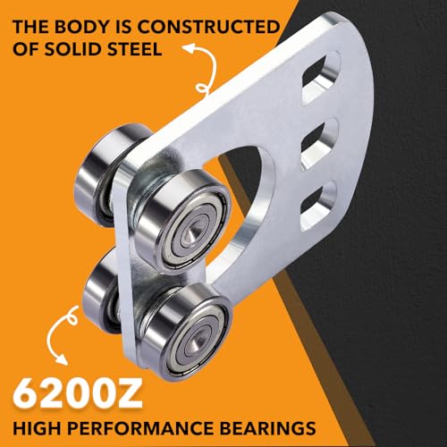 4 Wheels Trolley Assembly Rollers Four Bearing Trolley Assembly Rollers for Unistrut Trolley 1-5/8" Wide and All 1-5/8" or Taller Strut Channel 4PCS