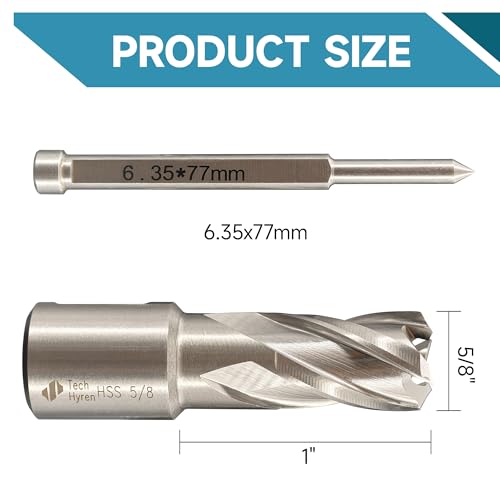 1PC M2 HSS Annular Cutter 5/8" Dia 1" Cutting Depth 3/4" Weldon Shank - size: 1-piece 5/8", style: HSS 1" Cutting Depth
