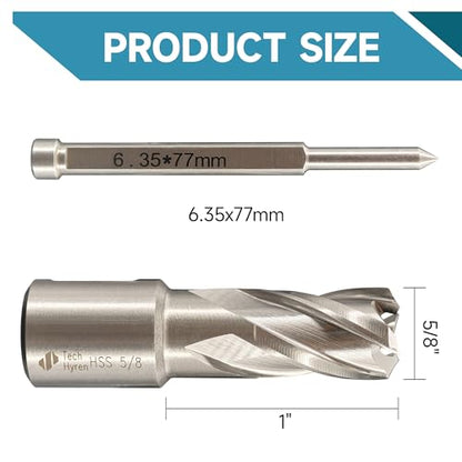 1PC M2 HSS Annular Cutter 5/8" Dia 1" Cutting Depth 3/4" Weldon Shank - size: 1-piece 5/8", style: HSS 1" Cutting Depth