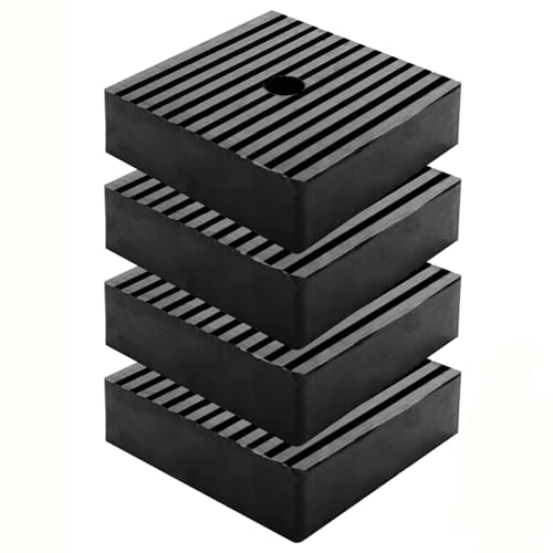 Bekith 4 Pack Anti Vibration Pads, Ribbed Rubber Vibration Isolation Pads, Shock Pad for Air Compressor, HVAC, Air Conditioner, Washer and Dryer, Treadmills, 4" x 4" x 1.2"