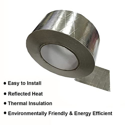 Glass Fiber Cloth Aluminum Tape Silver, Reinforced Self-Adhesive Heat Reflective Tape, Heat Jacketing Insulation Resistant High Temperature HVAC Tape, Metal Repair Duct Tape (2.36inch x 82ft) - size: 2.36inch x 82ft