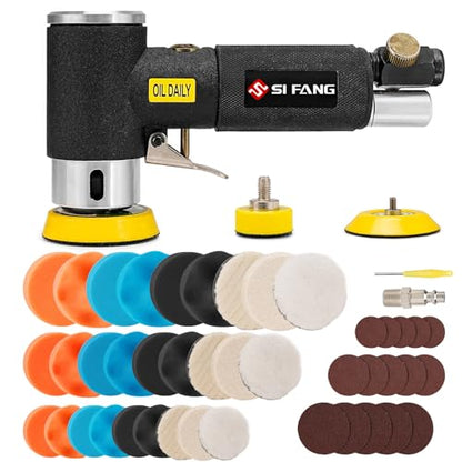 SI FANG 1'' 2'' 3'' Mini Random Orbital Air Sander Kit, Pneumatic Polisher - style: 1"2"3" Buffer&Sander Kit