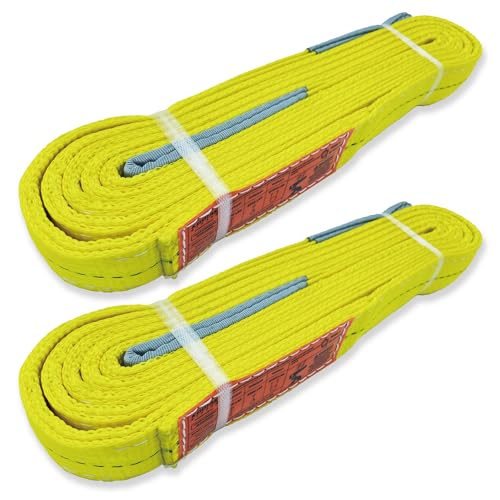 2-Ply Lifting Sling Straps 2”x 15ft - 6200lbs Vertical Capacity Heavy Duty Flat Eye Lift Sling, for Rigging Moving Towing Hoisting -2Pack - Kodiak Straps - color: 2 PACK, size: 2inch x 15ft