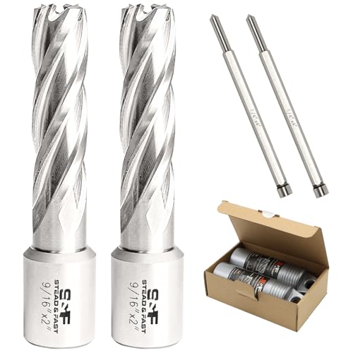 S&F STEAD & FAST Annular Cutter Set 2 Pcs, 9/16" x 2" DOC, Mag Drill Bits - style: 2P-9_16x2