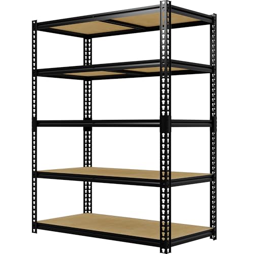 Heavy Duty Garage Storage Shelves, 5-Tier Metal Adjustable Shelving Unit, Storage Shelving with 2500 LBS Capacity for Kitchen Pantry Basement Bathroom Laundry, 36" l x 18" w x 72" h - size: 36" L x 18" W x 72" H