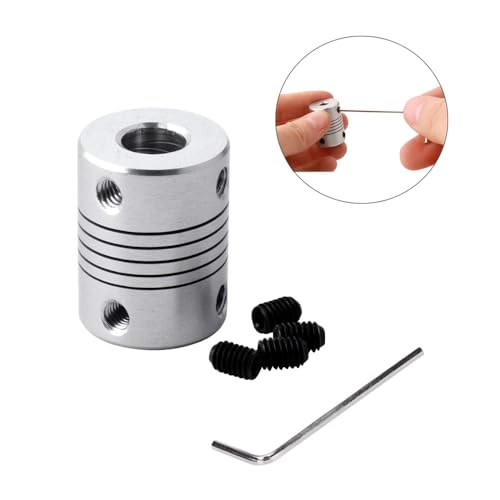 5 Pieces 3D Printer Aluminum Alloy Flexible Shaft Coupling 5 mm to 8 mm, Stepper Motor Shaft Coupler with 2 mm Hexagon Wrench