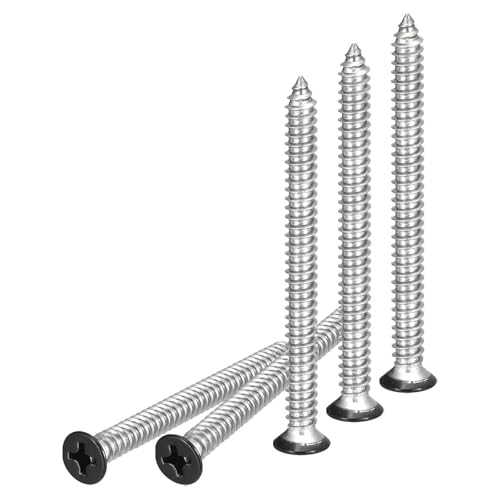 DTGN 50Pcs #12x3 Flat Head Wood Screws, 304 Stainless Steel Black Phillips Self Tapping Screws - Good for Woodworking, Furniture - Brick Red - color: Black, size: #12x3"