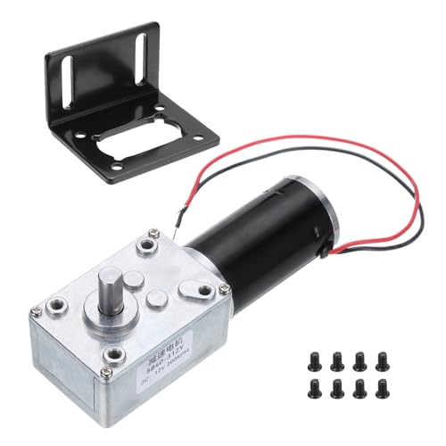 MECCANIXITY DC 12V High Torque Turbine Worm Geared Motor with 8mm Shaft 200RPM Geared Motor with Wire for Electric Fireplace - style: 200 RPM