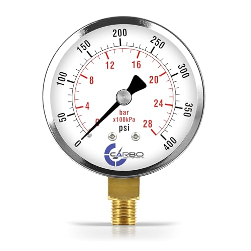 2-1/2" Pressure Gauge, Chrome Plated Steel Case, Dry, 0-400 psi/kPa, Lower Mount 1/4" NPT - style: 0-400 psi