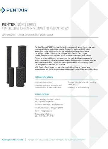 Pentair Pentek NCP-20BB Big Blue 20-Inch Carbon Filter, Pack of 2 - size: Pack of 2, style: 20" x 4.5"