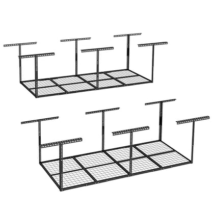 FLEXIMOUNTS 3x8 Overhead Garage Ceiling Storage Rack, 2 Pack, Black - color: Black, size: 3x8 ft