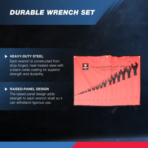 Neiko 03574A Jumbo Combination Wrench Set | 16 Piece | SAE | 1/4” to 1-1/4” | Raised Panel Construction - size: 16 Piece, style: SAE