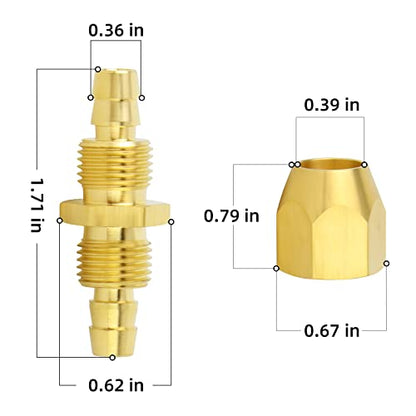 ChillWaves Brass Air Reusable Replacement Fitting,Reusable Hose Splicer 1/4" ID Polyurethane Hose（1/4" Barb）Repair Fitting(5-PACK) - size: 1/4" Barb x 1/4" Barb (1/4" ID 3/8" OD)