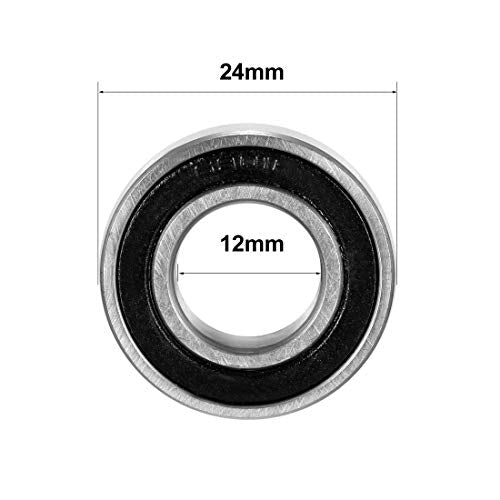 uxcell 6901-2RS Deep Groove Ball Bearing 12mm x 24mm x 6mm Double Sealed Carbon Steel Bearings 8pcs - size: 12mmx24mmx6mm