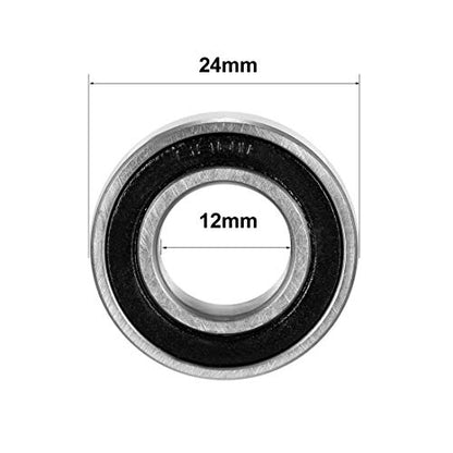uxcell 6901-2RS Deep Groove Ball Bearing 12mm x 24mm x 6mm Double Sealed Carbon Steel Bearings 8pcs - size: 12mmx24mmx6mm