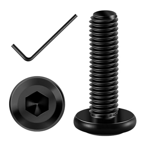 25Pcs M6 x 38mm Flat Head Hex Socket Cap Screws Bolts, 304 Stainless Steel Beds, Chairs and Cabinets Furniture Bolts Full Thread, Black Oxide & Hex Spanner - color: Black-M6, size: M6 x 38mm
