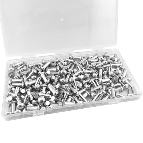 ALLCLEAN 3/16" Diameter X 1/2" Length Solid Aluminum Brazier Head Rivets,Aluminum Boat Rivets,Round/Dome Head Rivet,Pack of 150 - size: 3/16" x 1/2"