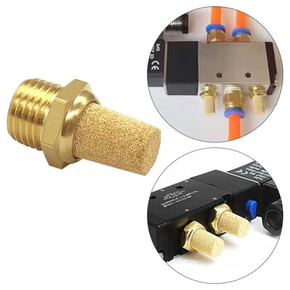 Uenede Brass 1/4" NPT Male Air Pneumatic Mufflers, 10PCS - size: 1/4"NPT Male-10PCS
