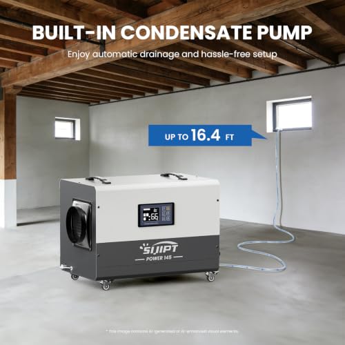 145 Pints Commercial Crawl Space Dehumidifier for Basement w/Pump & Drain - color: White