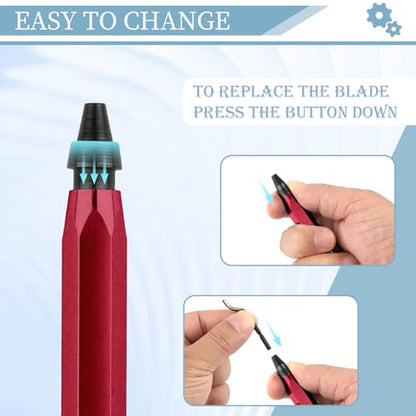 Deburring Tool with 12 HSS Blades for Metal Resin PVC 3D Print - color: Red