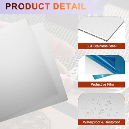 uxcell 2Pcs 304 Stainless Steel Sheet Plate, 4" x 4", 20 Gauge (0.8mm) Thickness, Stainless Steel Plate with Gloves for Crafting, Modelers, Jewelry, Repairs, Electrical Repairs (Silver) - size: 100 x 100 x 0.8mm