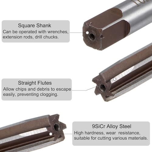 uxcell 5pcs Hand Reamers Set 4mm 6mm 8mm 10mm 12mm H7 Metric Alloy Steel