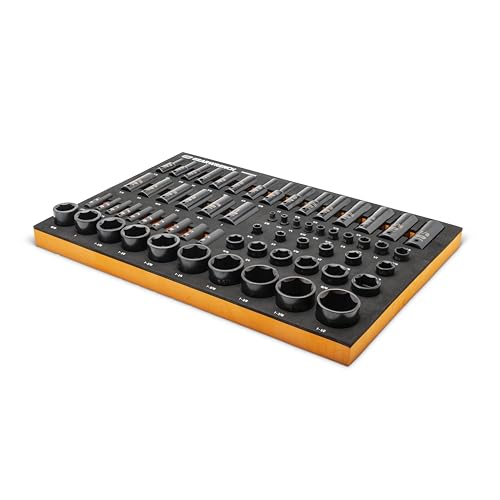 GEARWRENCH 63 Piece SAE Impact Socket Set in Foam Storage Tray | GWMSISKSAE - style: Impact Sockets